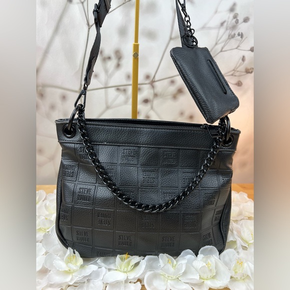 Steve Madden Black Quilted style Crossbody Bag with Chain Strap - Picture 2 of 12